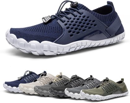 NORTIV 8 Men's Barefoot Water Shoes Lightweight Sports Aqua Shoes Outdoor Swim Fishing Hiking Diving Surf Walking Athletic Water Shoe Dark/Blue Size 6.5 US TREKMAN-2 | Water Shoes