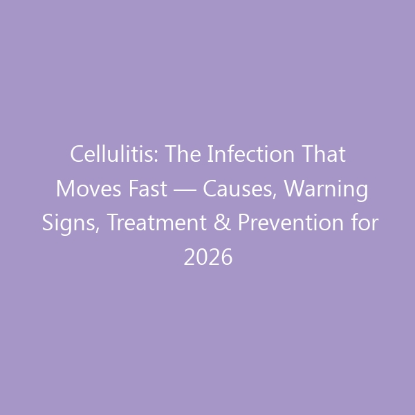 Cellulitis: The Infection That Moves Fast — Causes, Warning Signs, Treatment & Prevention for 2026