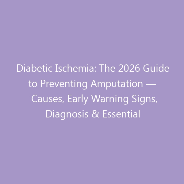 Diabetic Ischemia: The 2026 Guide to Preventing Amputation — Causes, Early Warning Signs, Diagnosis & Essential Foot Care