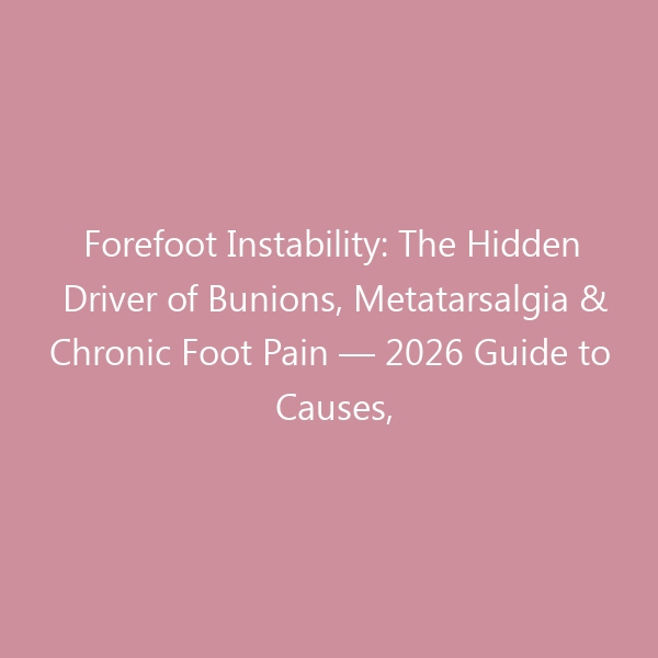 Forefoot Instability: The Hidden Driver of Bunions, Metatarsalgia & Chronic Foot Pain — 2026 Guide to Causes, Treatment & the Best Shoes