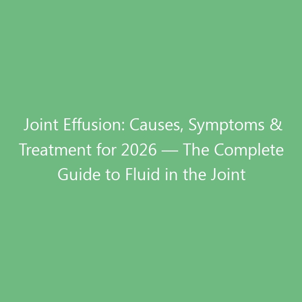 Joint Effusion: Causes, Symptoms & Treatment for 2026 — The Complete Guide to Fluid in the Joint