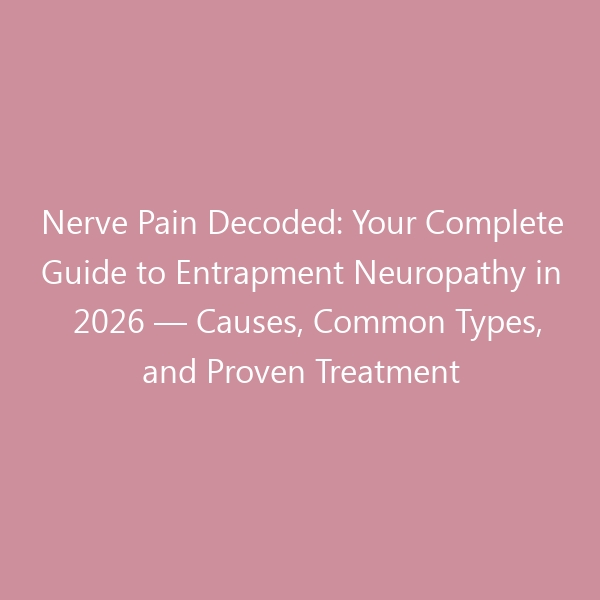 Nerve Pain Decoded: Your Complete Guide to Entrapment Neuropathy in 2026 — Causes, Common Types, and Proven Treatment Pathways