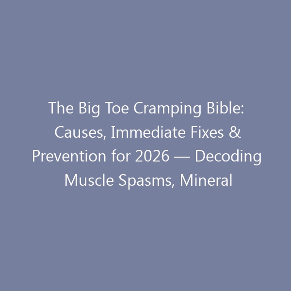 The Big Toe Cramping Bible: Causes, Immediate Fixes & Prevention for 2026 — Decoding Muscle Spasms, Mineral Deficiencies & Foot Mechanics