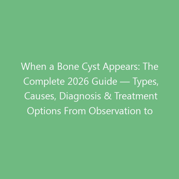 When a Bone Cyst Appears: The Complete 2026 Guide — Types, Causes, Diagnosis & Treatment Options From Observation to Surgery